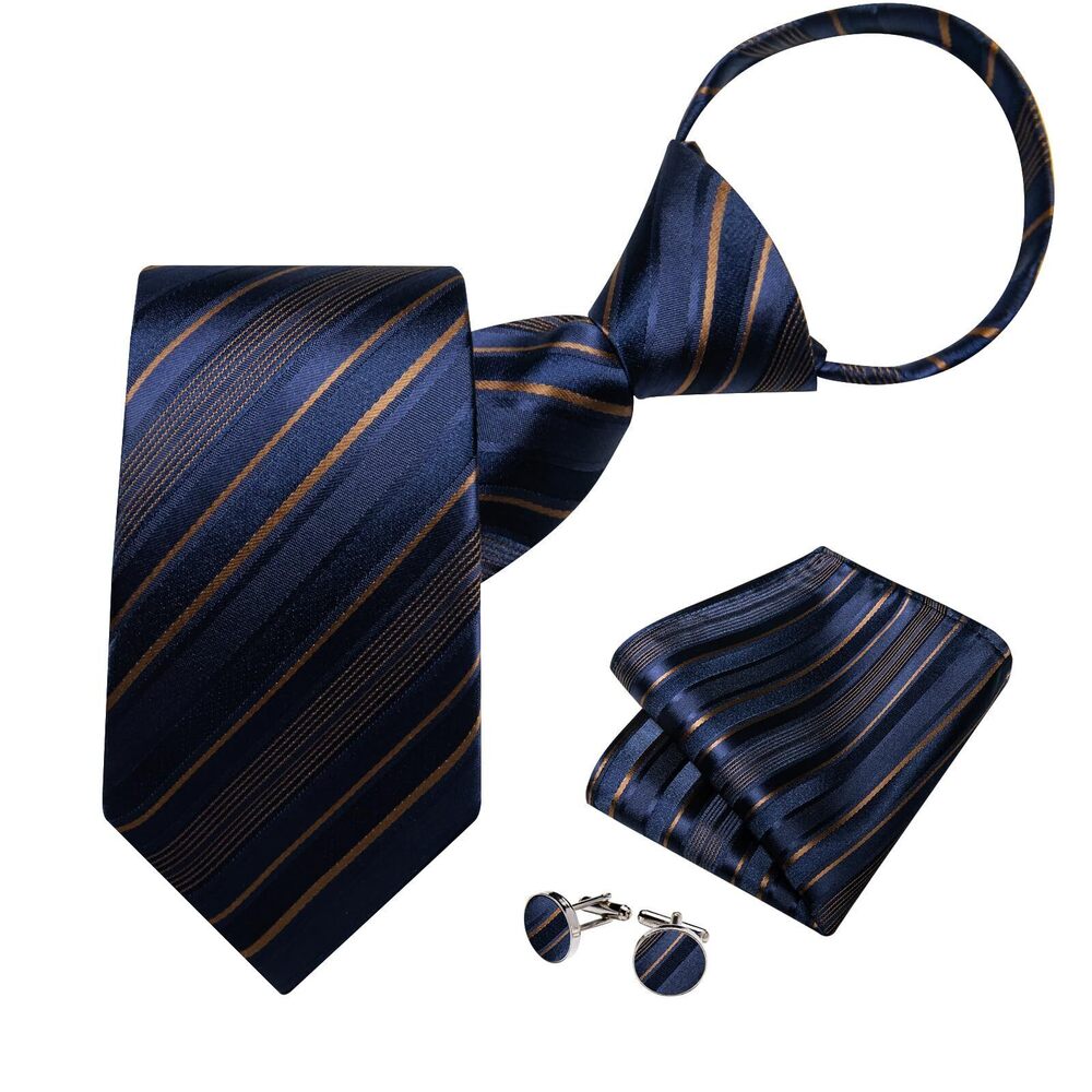 9675 Silk Zipper Ties ,Paisley Solid Plaid Pre-tied Tie and Pocket Square